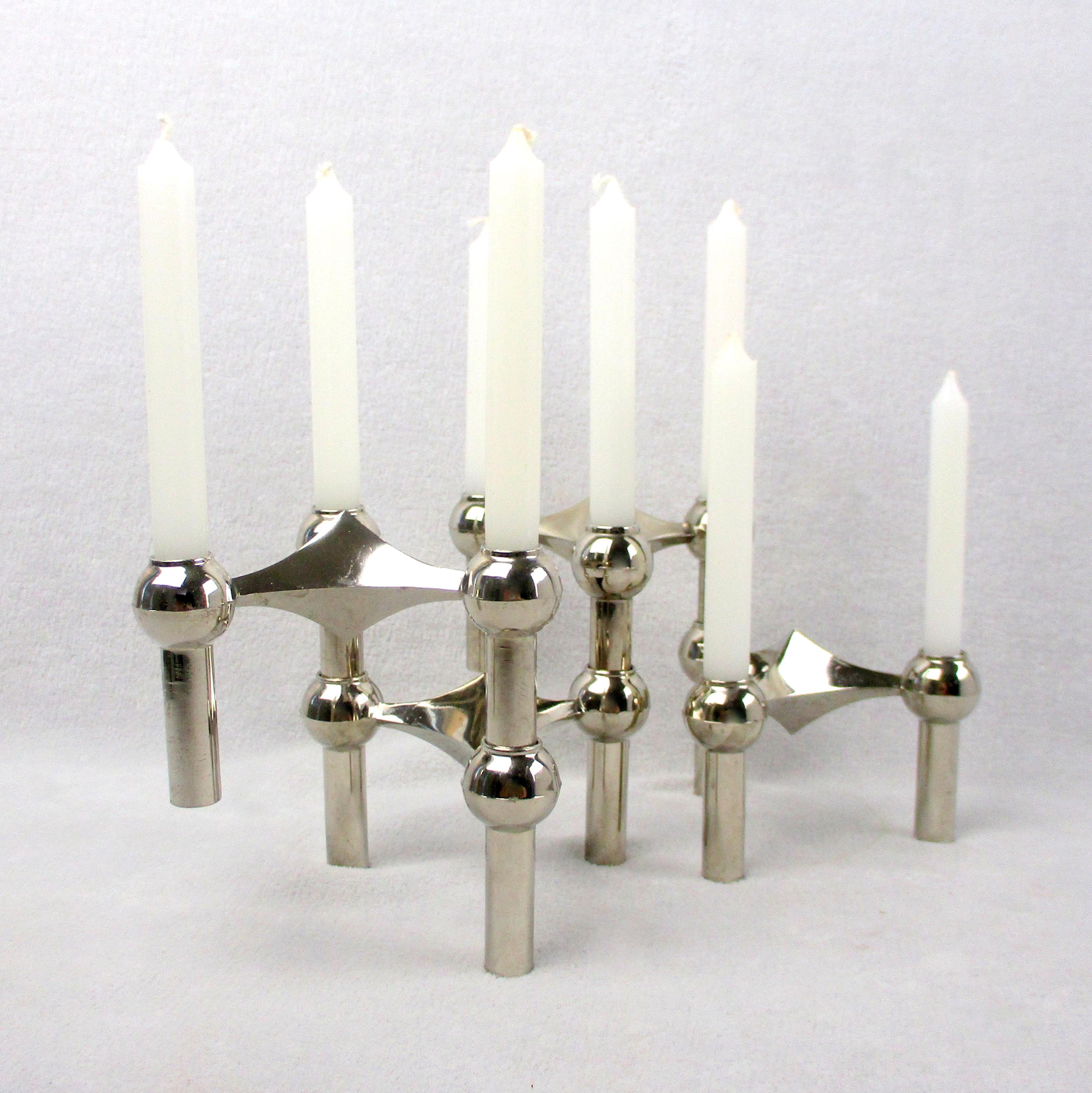 Four Stoff Nagel Candle Holders Vintage 1960s Modular Triangle Set