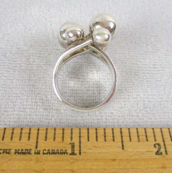 Sterling Silver Atomic Ring Bubble Ball Vintage 1… - image 6