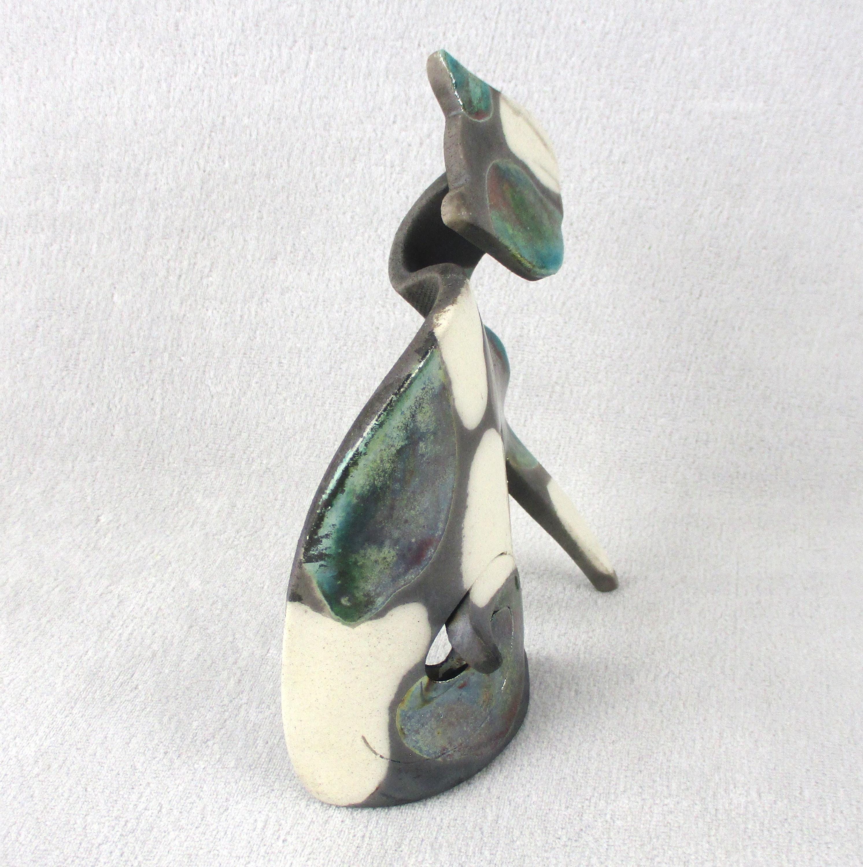 Raku Pottery Cat Modernist Sculpture Vintage 1990s Abstract Simple ...