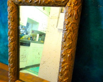 Gorgeous Antique Art Nouveau Gilded Gesso Calla Lily Mirror