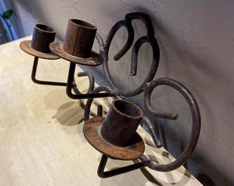 Vintage Cast Iron Rustic Western Wall Sconce Candle Stick Holder