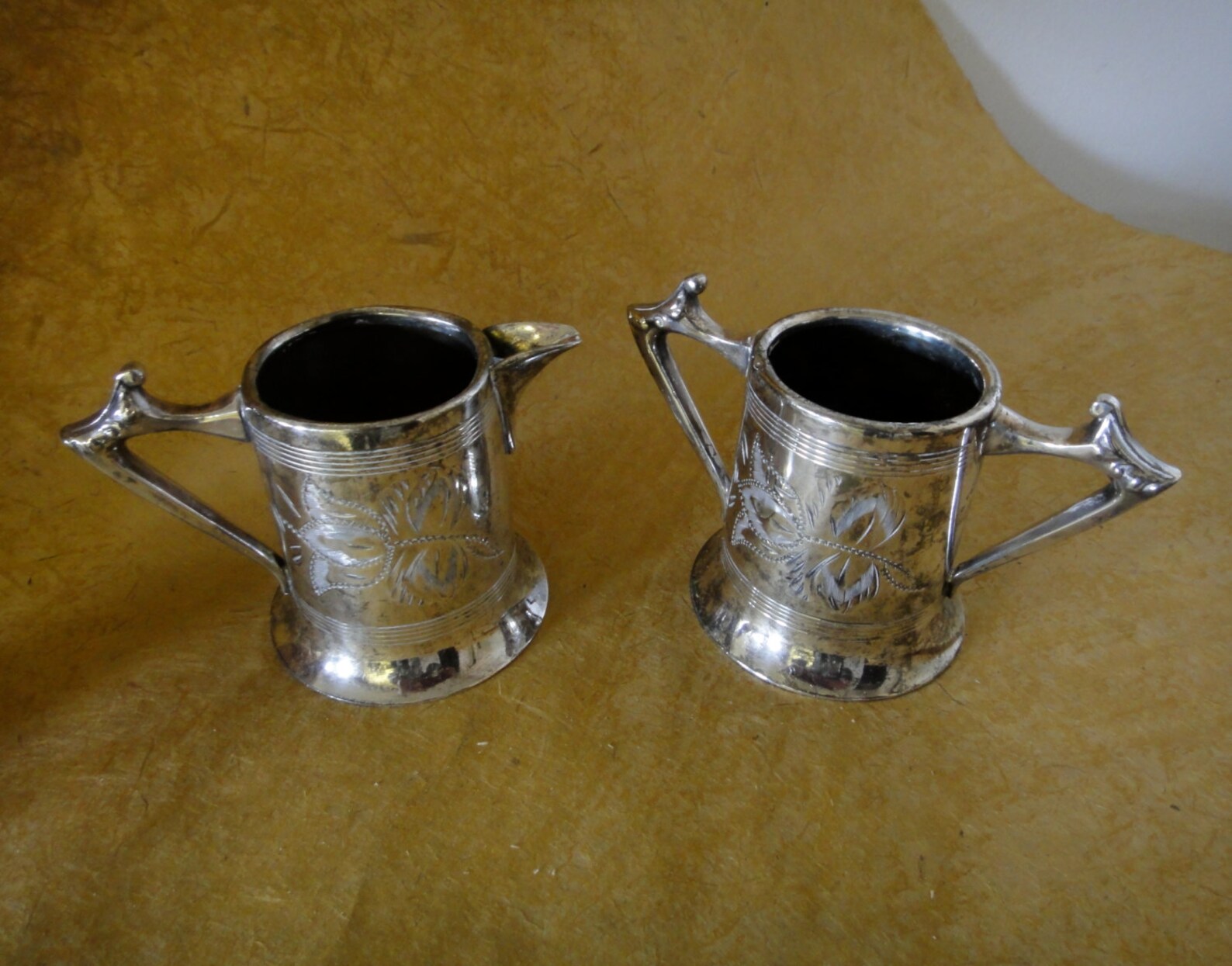 Vintage Etched Silver Sugar and Creamer Set Etsy
