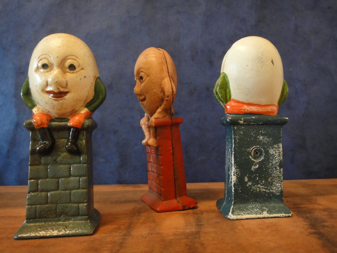 Vintage Humpty Dumpty Cast Iron Bank Lot Etsy