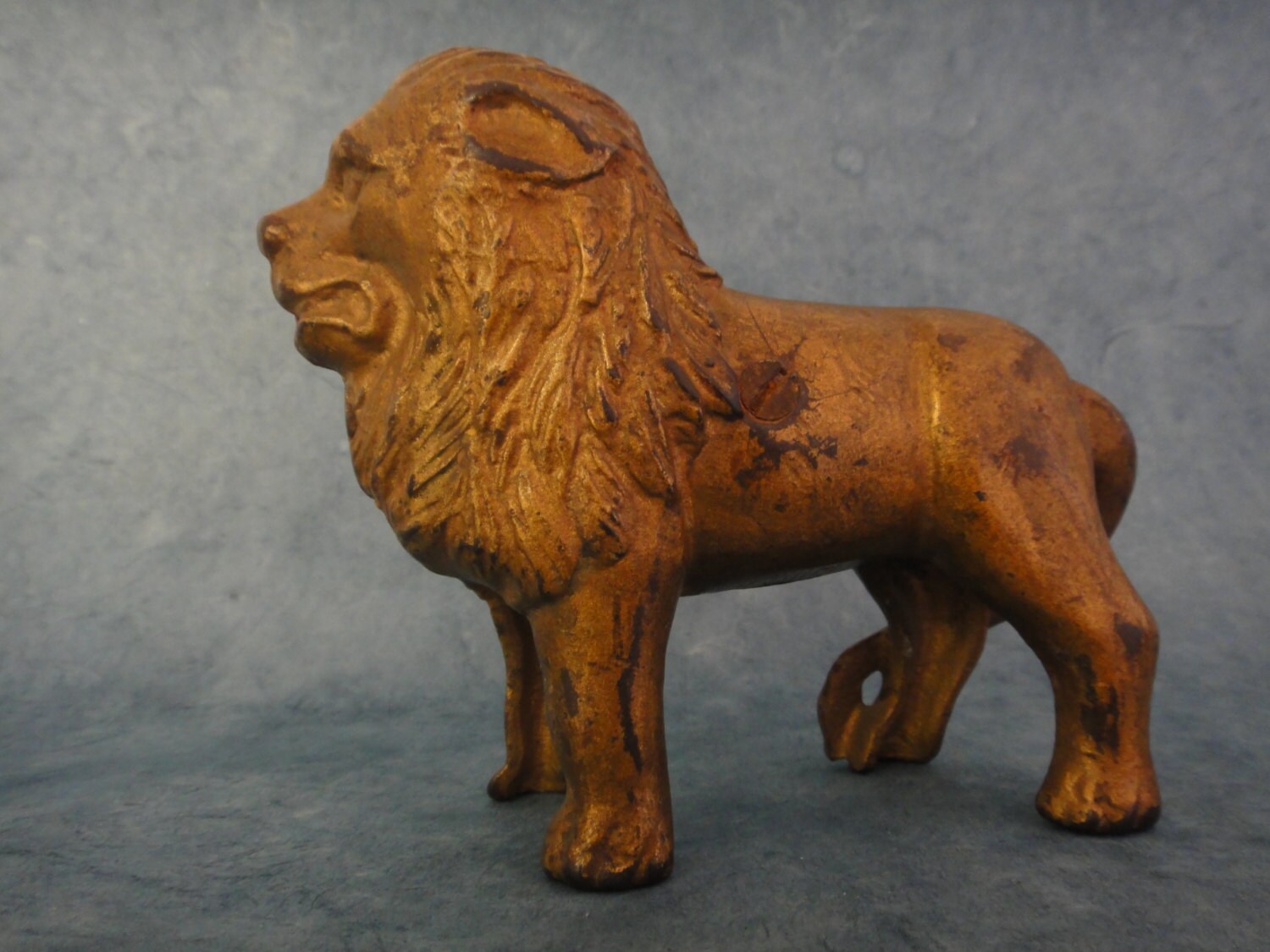 Antique Cast Iron Lion Bank Etsy