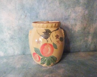Adorable Vintage USA Hand Painted Fruit Stoneware Pottery Cookie Jar