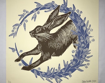 Two toned color Hare and moon
