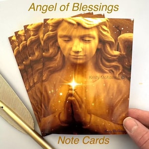 Angel Note Cards - Angel of Blessings  / Greeting card / Angel Art / Angel Greeting Card Set / Energy Of Angels 4 cards Christmas Stationery