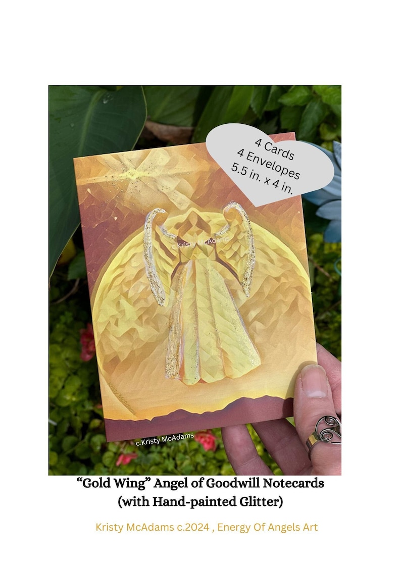 Angel Gold Wing of Goodwill Inspirational Glitter Hand-painted ...