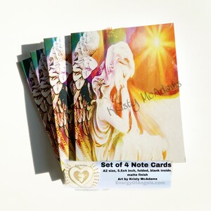 Angel Cards / Radiant Glow Resting Guardian Angel / Note Cards Set /Angels / Greeting / stationery / Angel Art / Energy Of Angels / A2 size