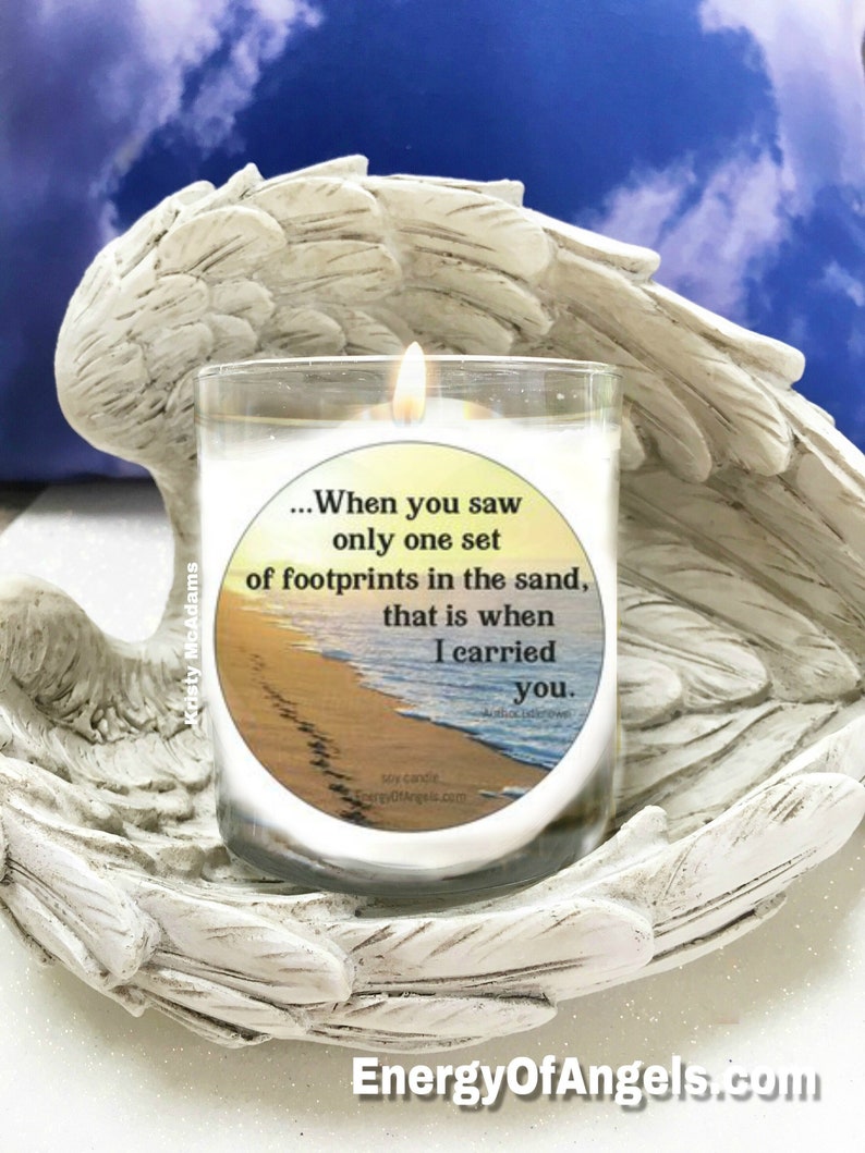 Footprints in the Sand Poem Candle Prayer Encouragement Etsy