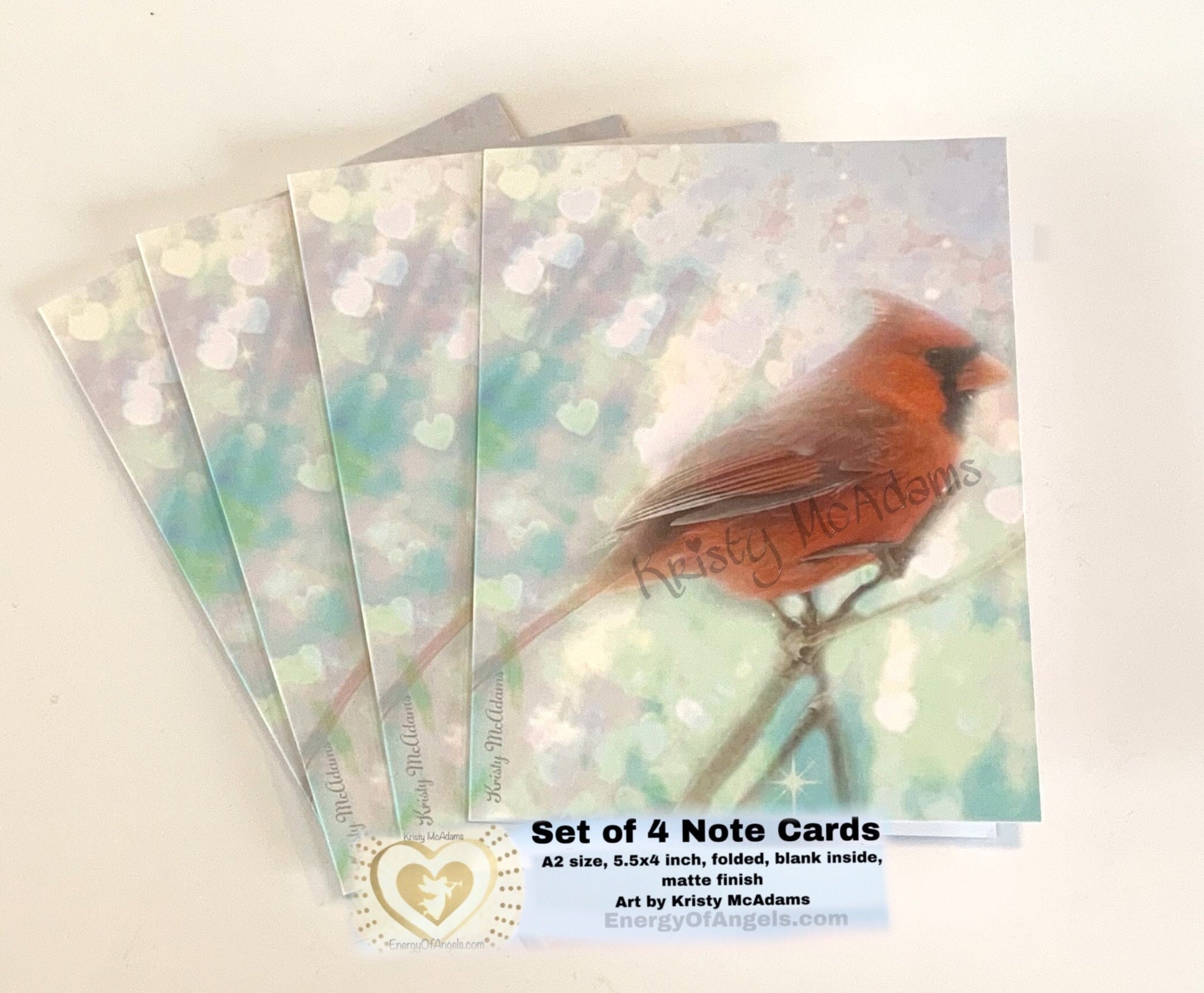 Cardinal Note Paper Cardinal Note Card Set: Watercolor Bird Art, Set of 4 - Etsy