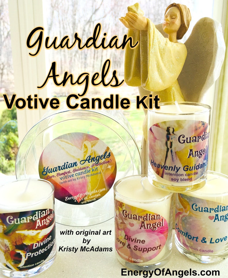 Guardian Angel Votive Candle Kit Angels Prayer Comfort Love Etsy