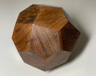 Gorgeous Walnut Wood 24 Sided Sphere (Pentagonal Icositetrahedron) Sculpture