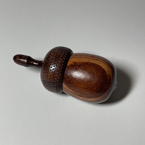 Tigerwood and Walnut Wood Acorn-shaped Box
