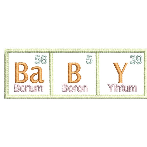 Baby Periodic Table of Elements Machine Embroidery Design-4x4 hoop, teacher baby embroidery gift, science teacher, bib / burp cloth design