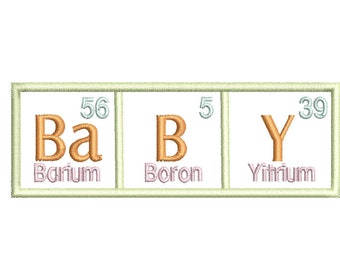 Baby Periodic Table of Elements Machine Embroidery Design-4x4 hoop, teacher baby embroidery gift, science teacher, bib / burp cloth design