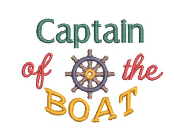 Captain of the Boat Hat Machine Embroidery Design, Hat embroidery design