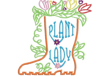 Plant Lady Machine Embroidery Design, Garden saying embroidery design