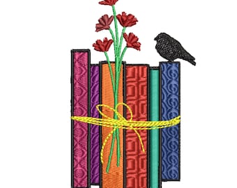 String Tied Stack of Books Machine Embroidery Design, Book Gift Embroidery Design