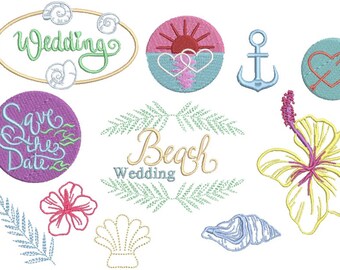 Beach Wedding Machine Embroidery Design, 11 Embroidery Designs