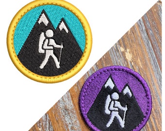 ITH Hiker Patch Machine Embroidery Design, Patch embroidery design, Colorado patch, Hiking patch design, In The Hoop Embroidery Design