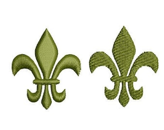 Two SMALL Fleur de Lis Machine Embroidery Designs, 2 stitch types- satin and fill, Fleur de Lis embroidery, mardi gras embroidery design