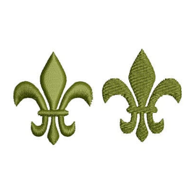 Two SMALL Fleur de Lis Machine Embroidery Designs, 2 stitch types- satin and fill, Fleur de Lis embroidery, mardi gras embroidery design