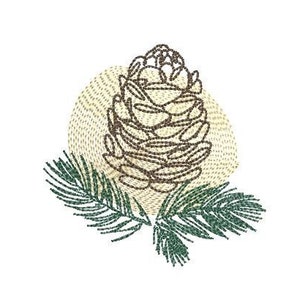 Pine Cone Christmas Machine Embroidery Design, 4x4 hoop
