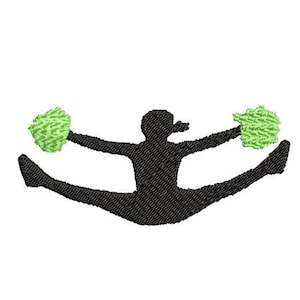 Cheerleader Machine Embroidery Design, 4x4 hoop, Cheerleading machine embroidery, Cheer Silhouette embroidery design, Competitive Cheer