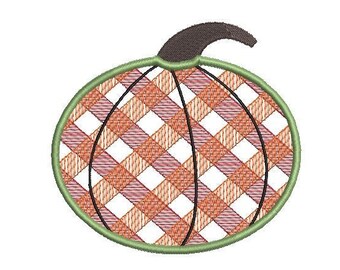 Plaid Pumpkin Thanksgiving Machine Embroidery Design, 3 sizes, Pumpkin embroidery design, 4x4 Hoop, 5x7 Hoop