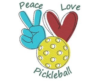 Peace, Love, Pickleball Embroidery Machine Design, pickleball embroidery design, 4x4 hoop, Pickle ball towel embroidery