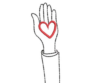 Liebe Hand Herz Stickdatei