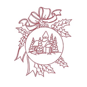 Motif de broderie Machine ornement d'église de Noël, motif de broderie ornement de Noël, 2 tailles, point rapide