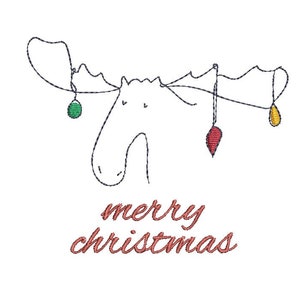 Merry Christmas Moose Christmas Machine Embroidery Design, 2 sizes, Christmas Moose embroidery design
