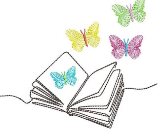 Vlinderboeken machineborduurontwerp, 2 maten, boekborduurontwerp, snelle steek