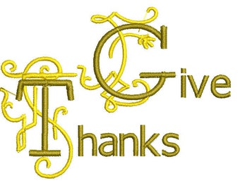 Give Thanks Thanksgiving Machine Embroidery Design, thanksgiving embroidery design