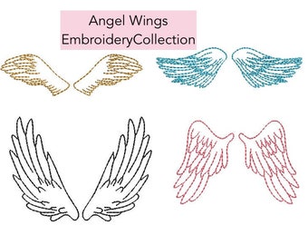 Collection Angel Wings Embroidery Design, PES, DST, VIP, VP3, pcs + more, memorial embroidery design, Quick Stitch