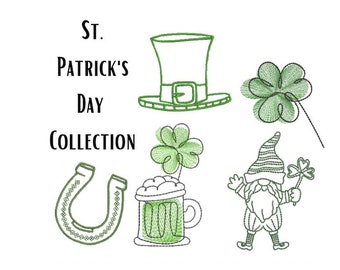 St. Patrick's Day Machine Embroidery Design Collection, 4 Designs, Clover design, beer embroidery, Leprechaun embroidery design