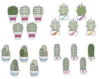 Cactus Collection Embroidery Design, Cactus Embroidery Design, Quick Stitch, PES, VIP, dst, vp3, pcs + more