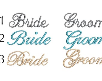 Bride and Groom Machine Embroidery Designs, 3 Fonts, wedding embroidery, wedding design, bride embroidery design, wedding pattern