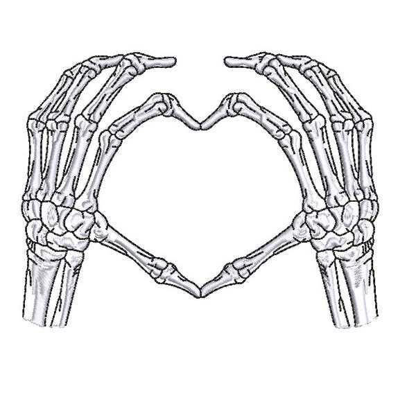 Skeleton Hand Heart Machine Embroidery Design,2 sizes, hand embroidery design, heart embroidery pattern, friendship embroidery