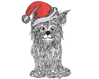 Christmas Dog Machine Embroidery Design, 2 Sizes, Shaggy Dog Embroidery Design