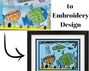 Digitize your artwork into an embroidery design. Custom embroidery designs.
