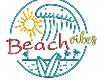 Beach Vibes Machine Embroidery Design