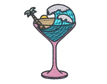 Beach Drink Machine Embroidery Design