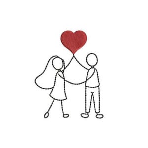 Peut inclure: Un dessin simple de deux personnes se tenant la main avec un cœur rouge au-dessus d'elles.