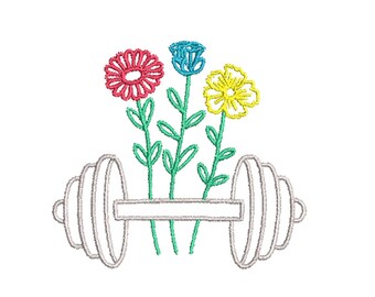 Weightlifting Machine Embroidery Design, Lift weights embroidery design, Woman weights