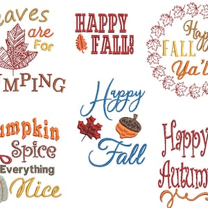 Collection of Autumn Machine Embroidery Design, 6 designs, Autumn embroidery design Set
