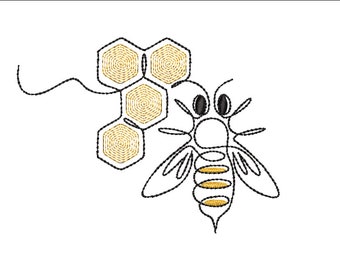 Bee Hive and Bee Embroidery Design, 2 sizes