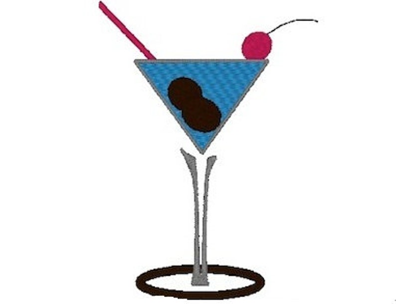 Martini Cherry Drink Machine Embroidery Design / cocktail Etsy